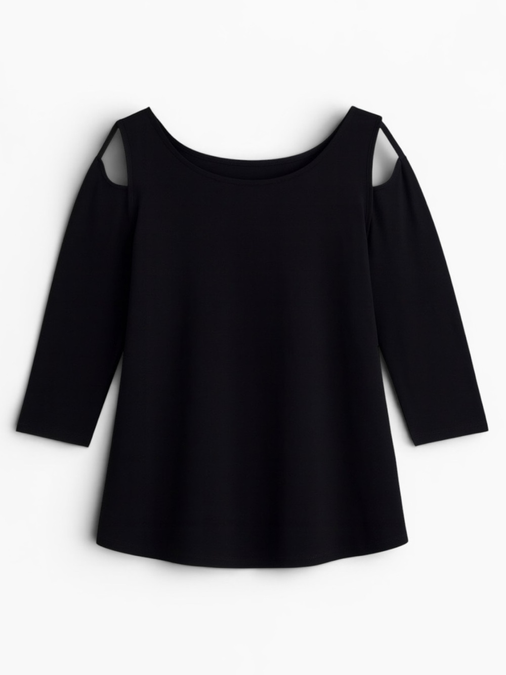 NWT Casual Living Cold Shoulder Top Cotton Summer Shirt Spring Resort Black L